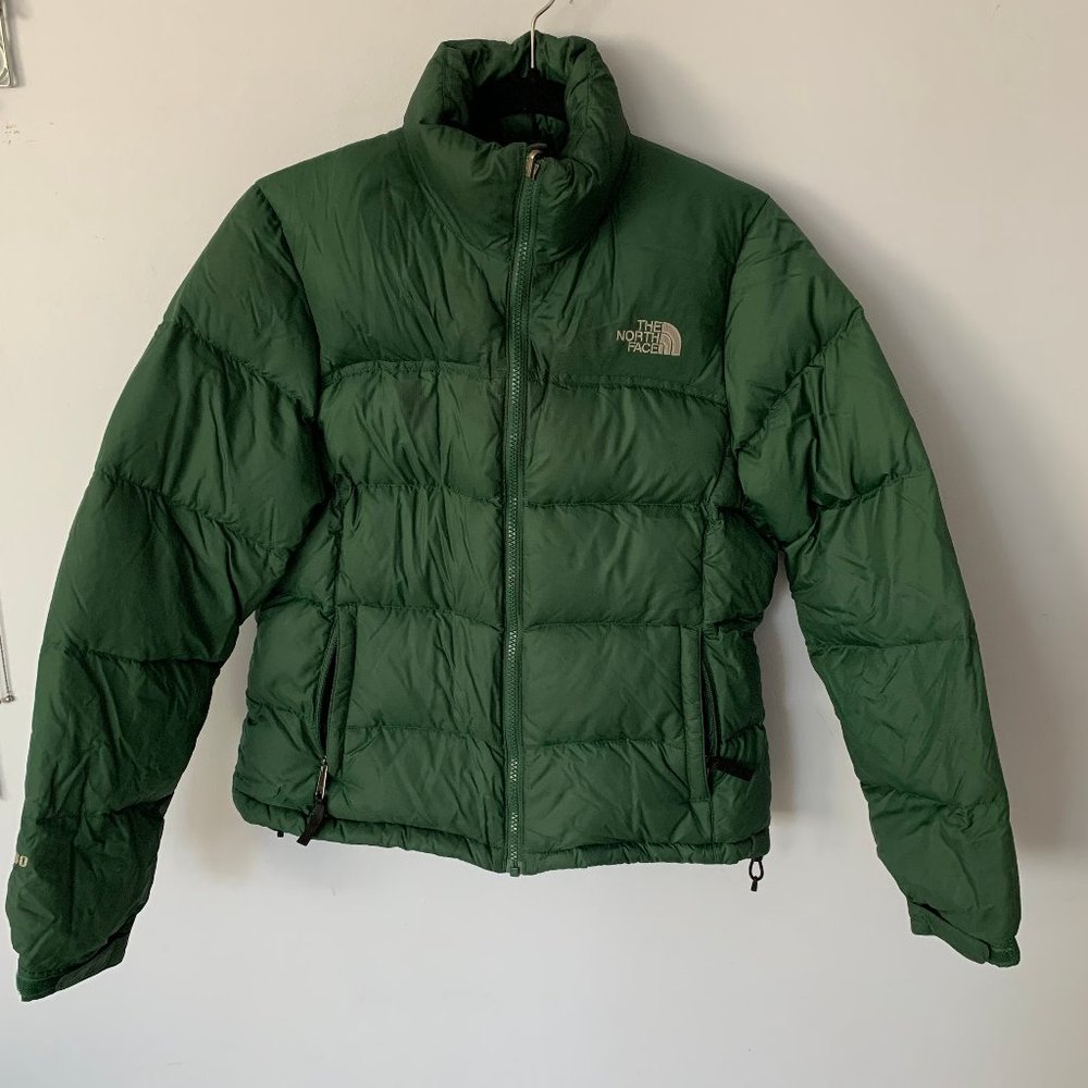 North Face  green bomber puffy coat